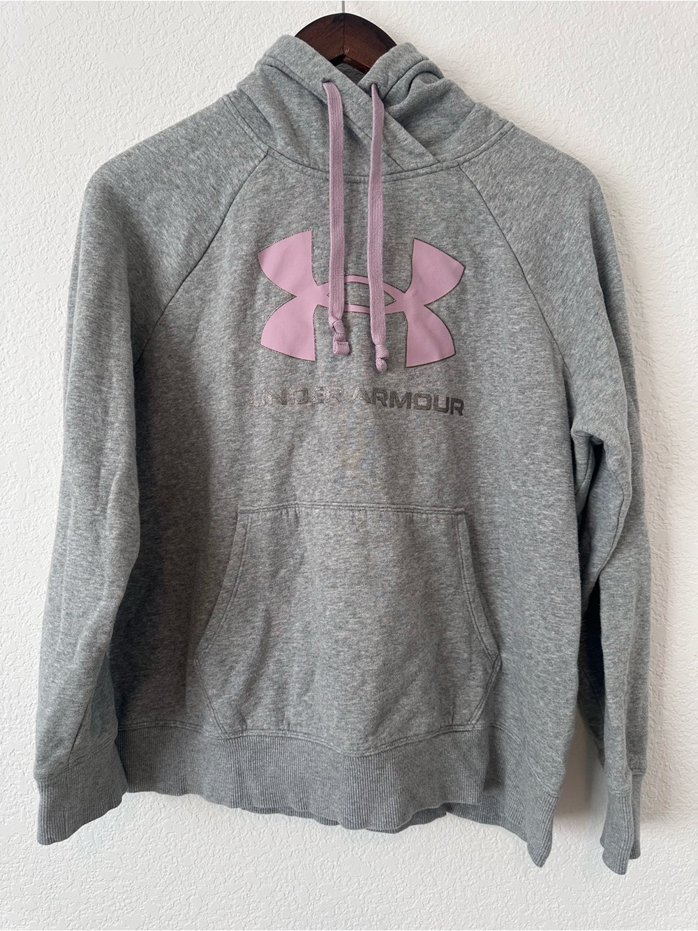 Under Armour Gray Pullover Hoodie with Pink Logo